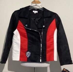 D-Signed Girls Suede Moto Jacket Lined Zip up